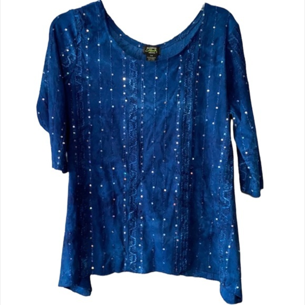 Shannon‎ Ford Petite blue sequin tie dye look.